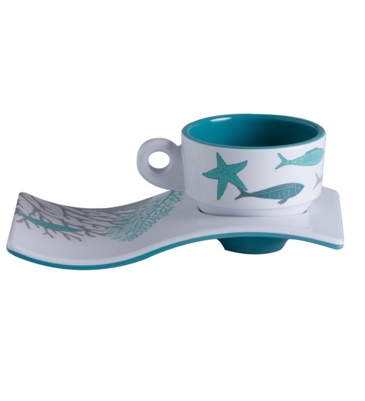 Set café melamina antideslizante Coastal 6 uds.
