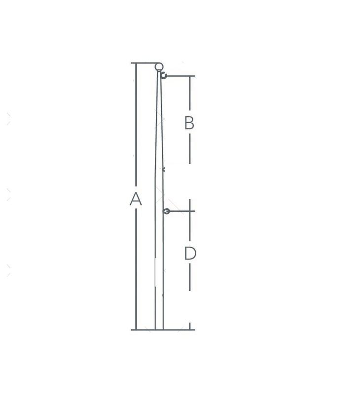 Asta de bandera 610 x 20 inox