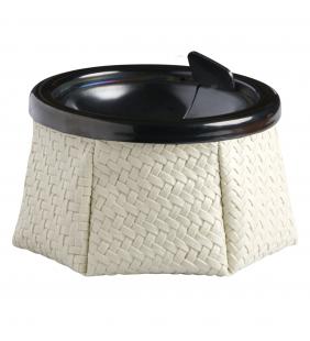 Cenicero rattan blanco con tapa y lastre