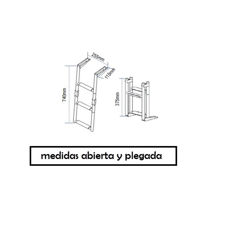 Escalera inox para plataforma 2 + 1 peldaños