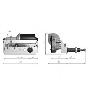 Medidas de Roca W25 eje 103mm 12V motor de limpiaparabrisas