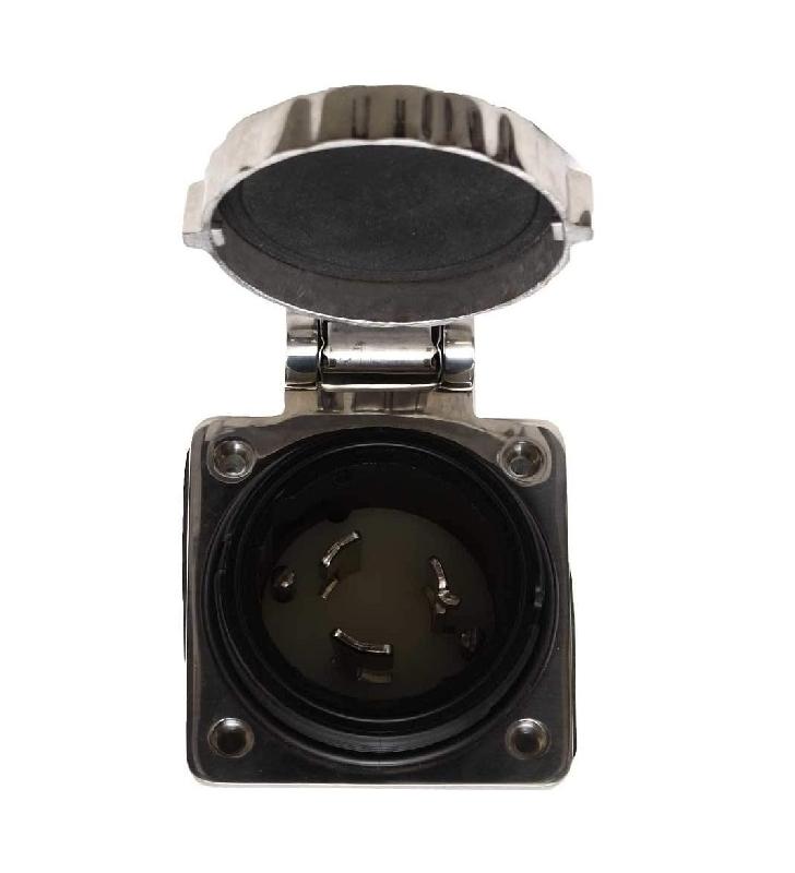 Base enchufe Marinco 32 Amp macho inox