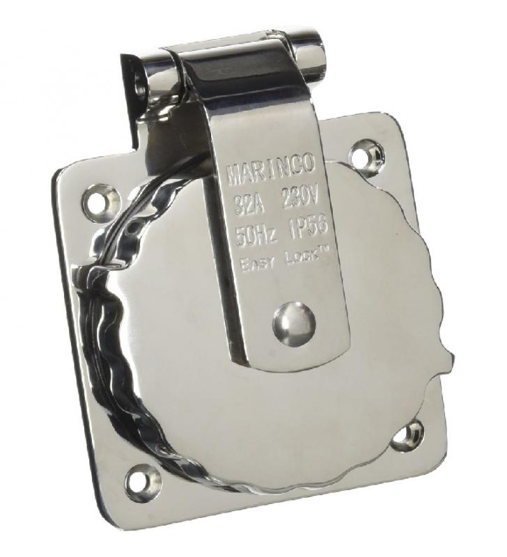 Base enchufe Marinco 32 Amp macho inox