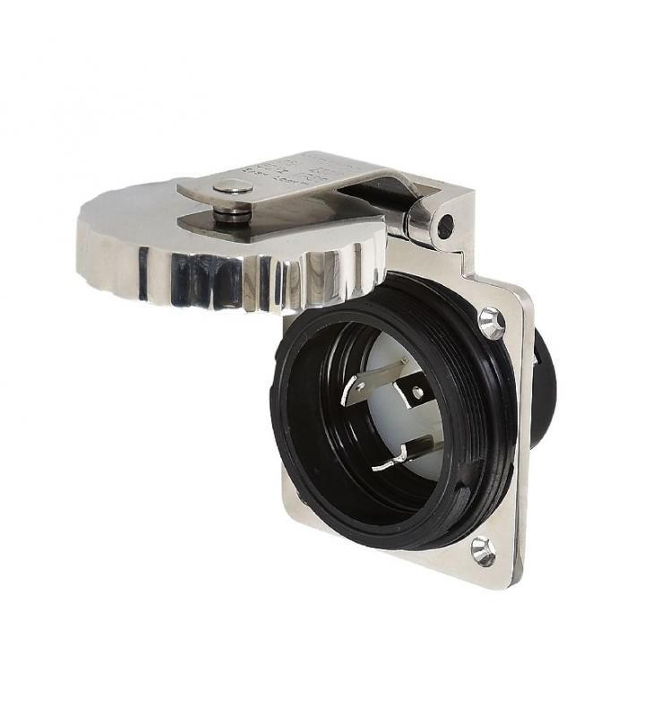 Base enchufe Marinco 16 Amp macho inox