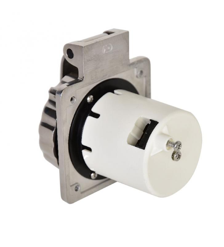 Base enchufe Marinco 16 Amp macho inox