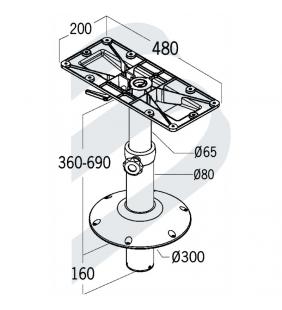 Medidas de Pie de mesa elevable a gas aluminio glossy