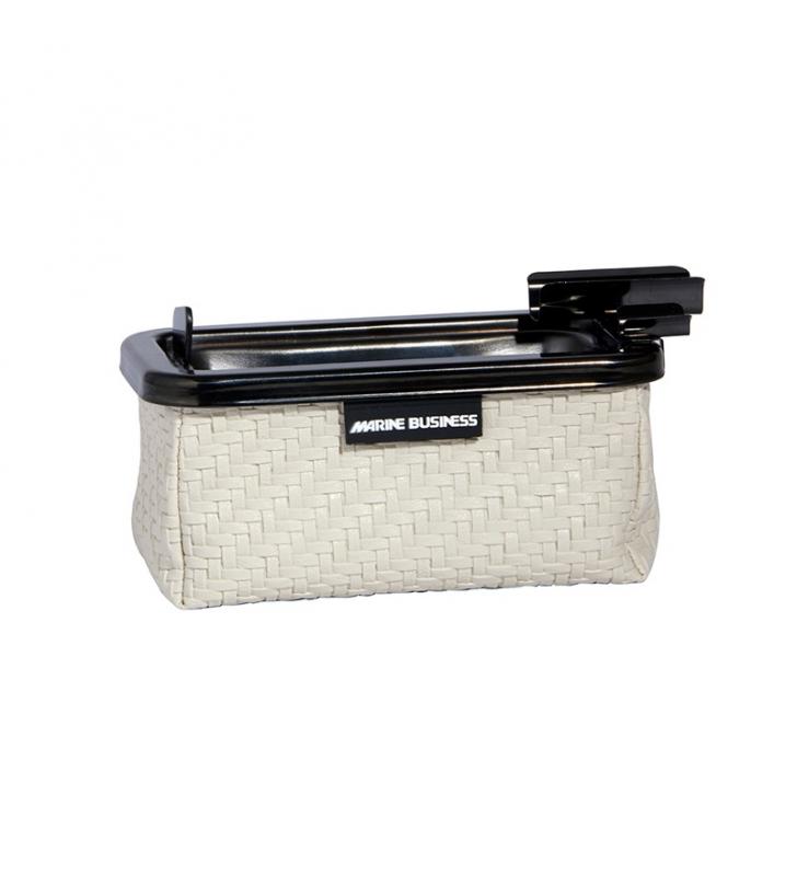 Cenicero puro con tapa y lastre rattan blanco