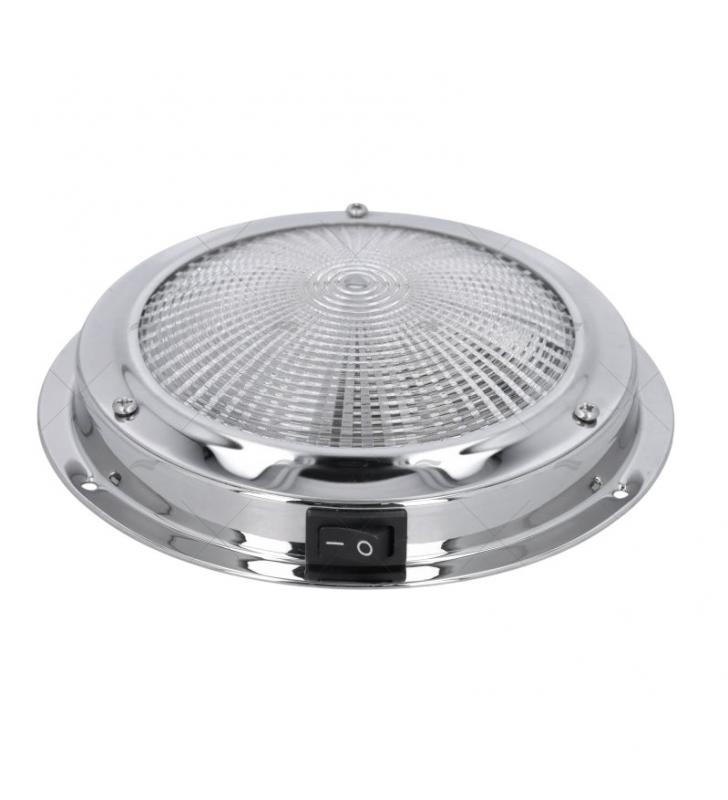 Plafón inox 140mm con interruptor 12V 15W