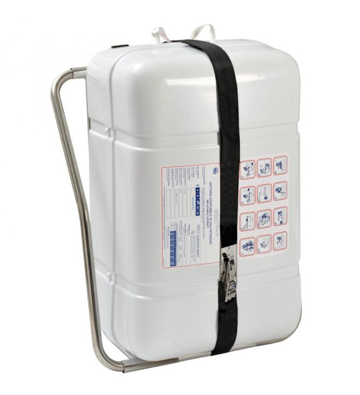 Soporte inox vertical para balsa salvavidas