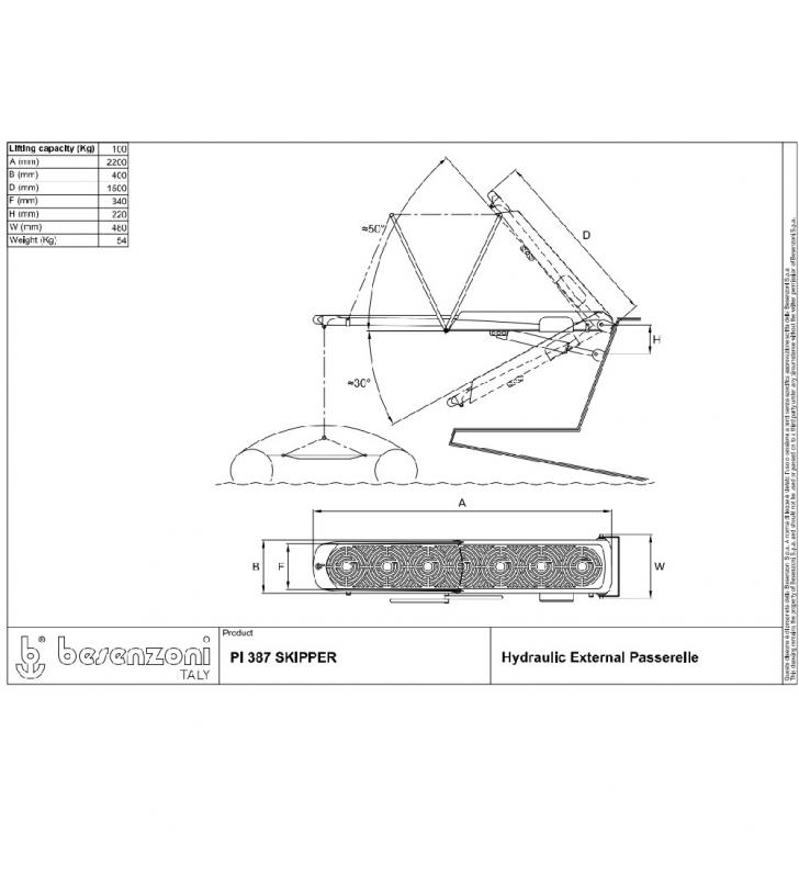 Pasarela hidráulica exterior PI 387 SKIPPER