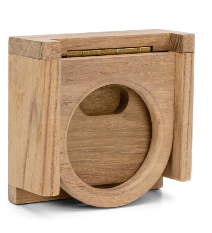 Soporte plegable para bebidas en teca
