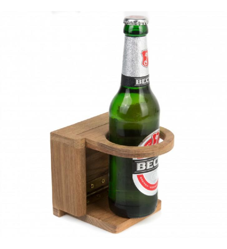 Soporte plegable para bebidas en teca
