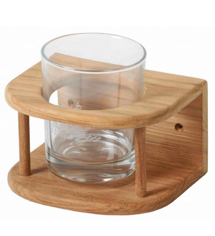 Soporte fijo para bebidas en teca