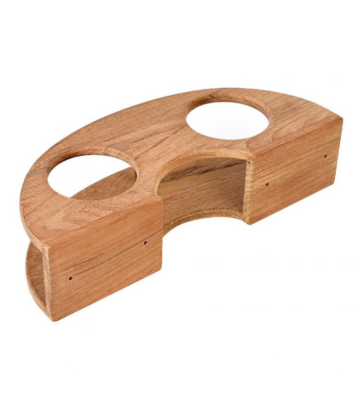 Soporte fijo para dos bebidas en teca