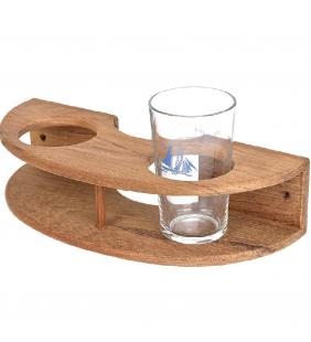 Soporte fijo para dos bebidas en teca