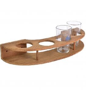 Soporte fijo para cuatro bebidas en teca