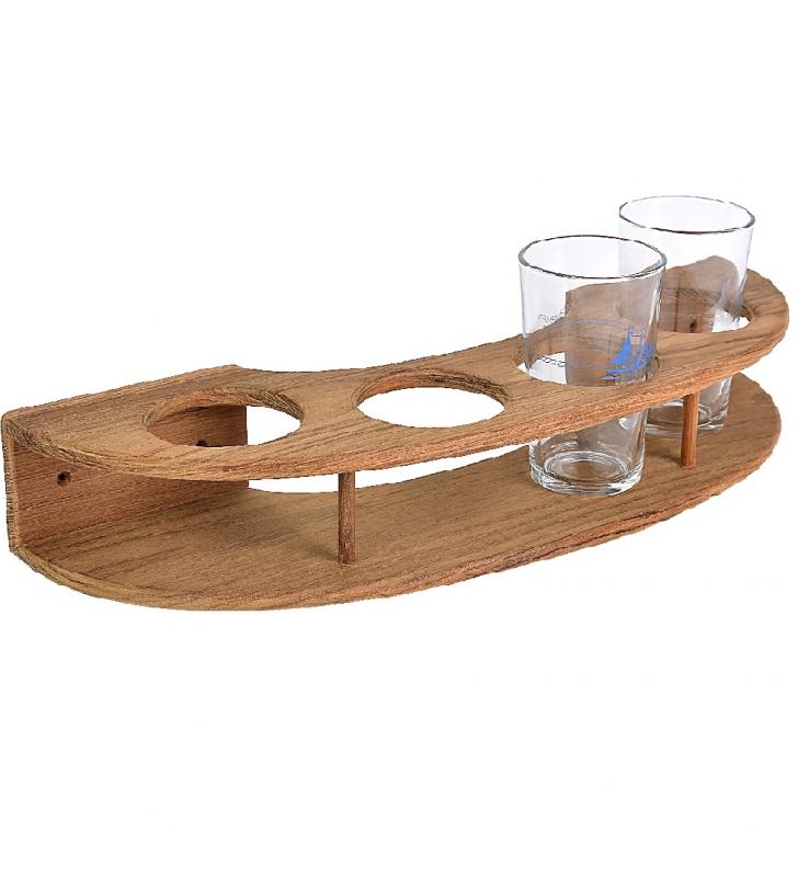 Soporte fijo para cuatro bebidas en teca
