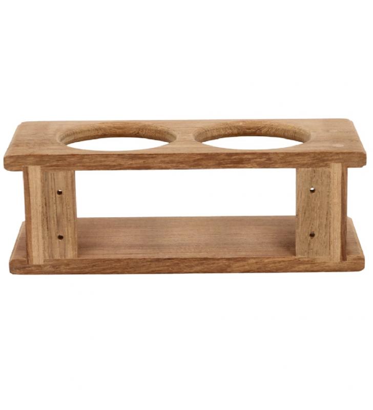 Soporte fijo para dos vasos en teca