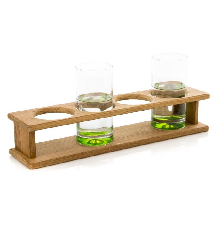 Soporte fijo para cuatro vasos en teca