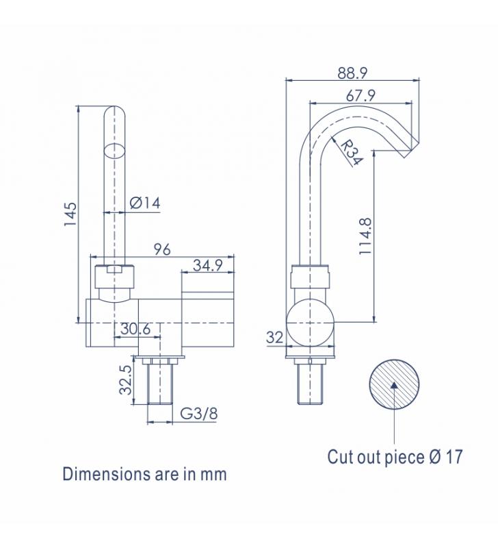 Medidas de Grifo Cascata plegable compacto