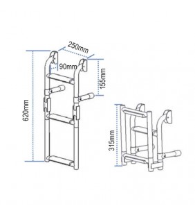 Escala inox plegable para espejo de popa