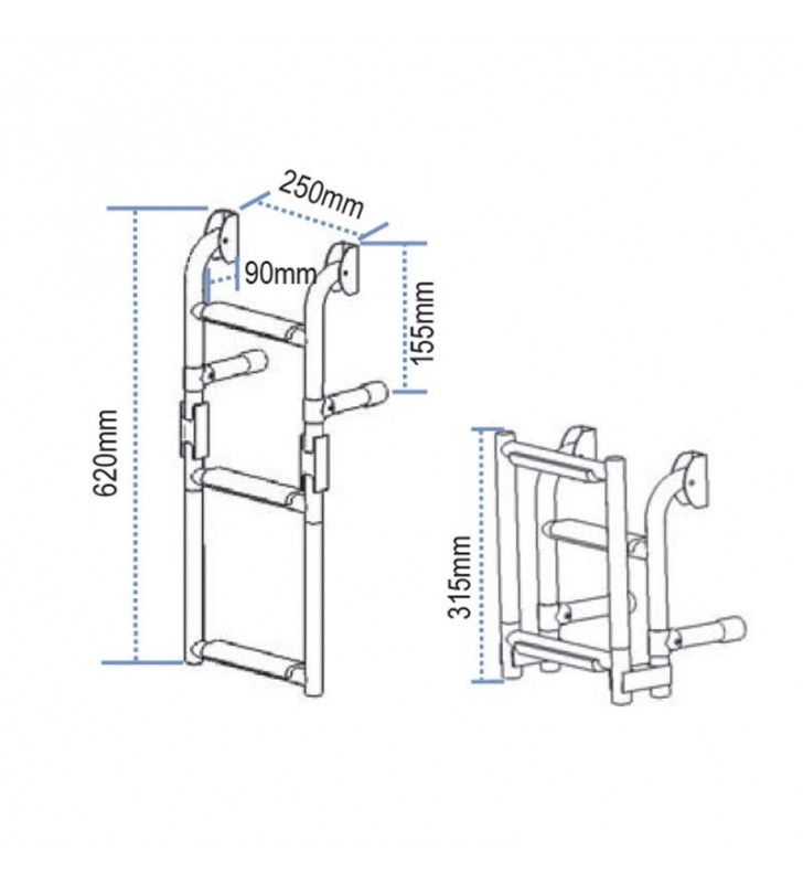 Escala inox plegable para espejo de popa