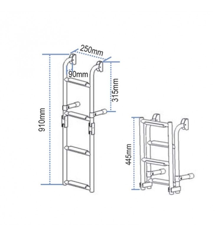 Escala inox plegable para espejo de popa