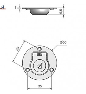 Tirador encastado redondo 50mm inox