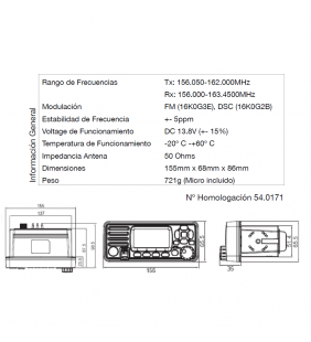 Emisora VHF sin DSC con GPS Nype CAL 101N