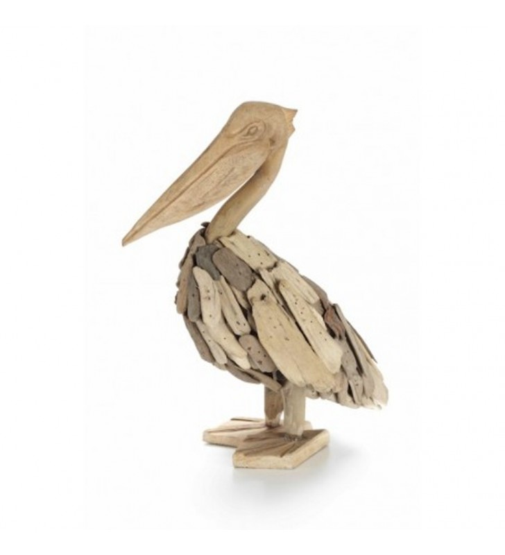 Pelicano en madera flotante