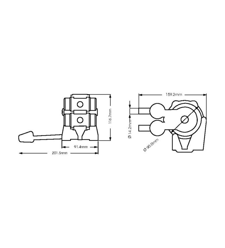Esquema de medidas de Bomba de agua de pedal