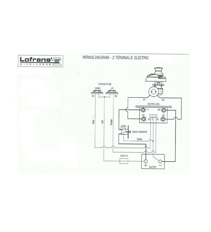 Esquema de instalación eléctrica de Motor  de molinete 1000W 12V Lofrans