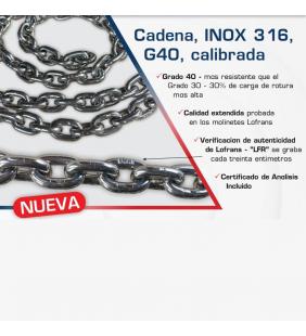 10 mm 100 metros cadena inox Lofrans calibrada ISO 4565