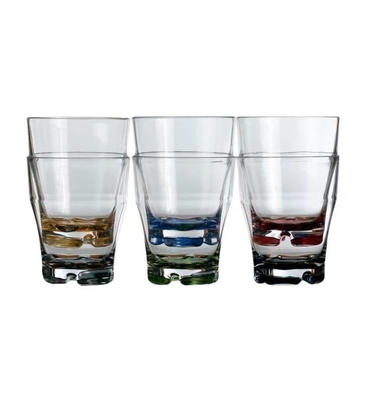 Vaso agua apilable con base colores Party 6 uds.