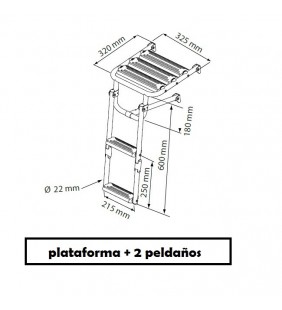 Medidas de Plataforma de baño con escalera plegable inox