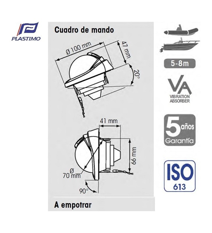 Medidas de Compás Offshore 75 empotrable en vertical