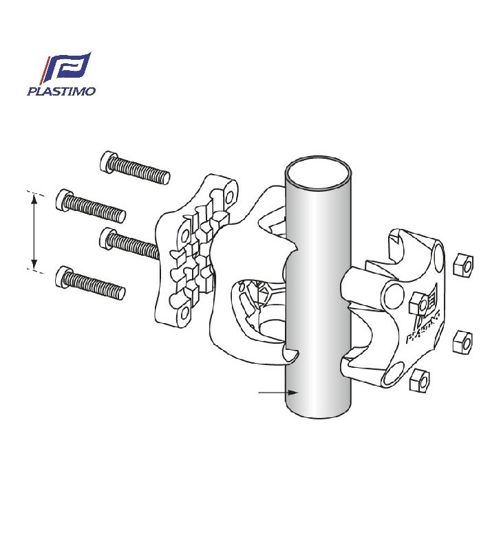 Esquema de montaje de Kit soporte compás Plastimo