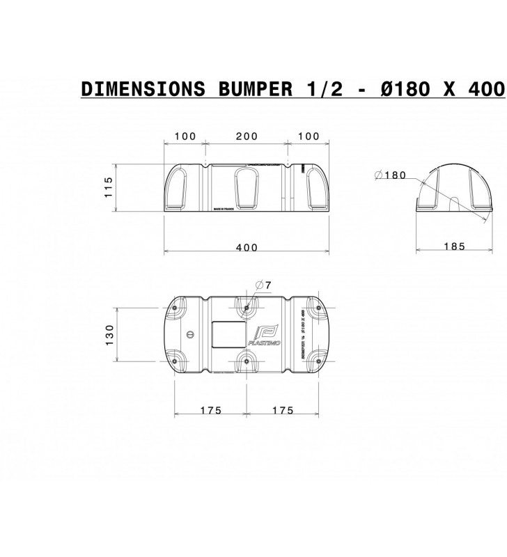 Bumper 1/2 Standard 40 cm Plastimo