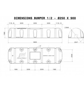 Esquema de medidas de Bumper 1/2 Standard 90 cm Plastimo