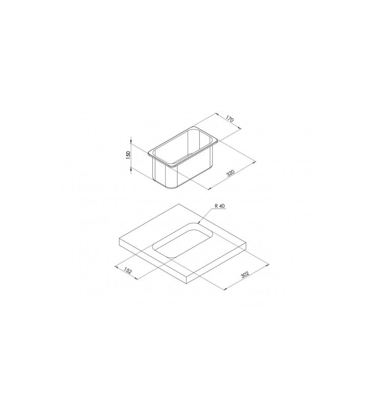 Fregadero inox 320 x 170 mm