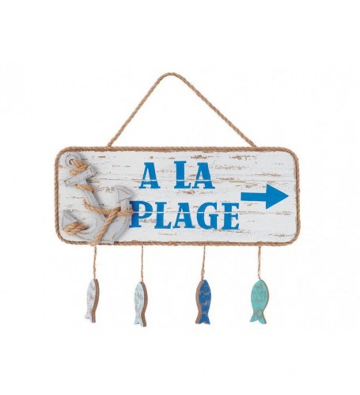 Placa madera al la plage colgante peces 2 uds.