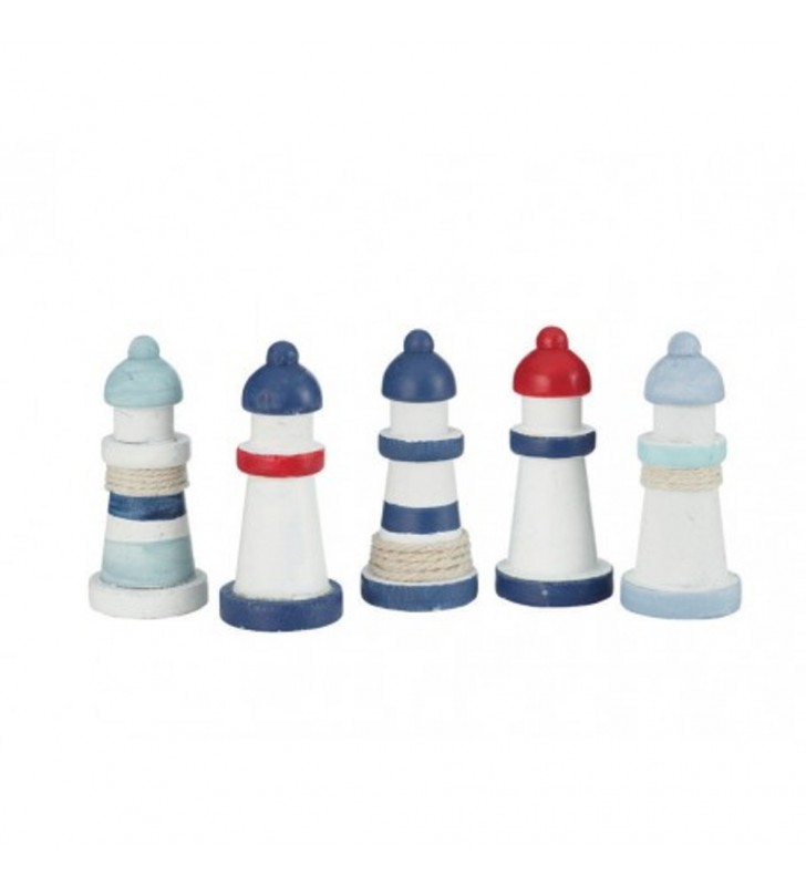 Faros decorativos madera 10 uds.