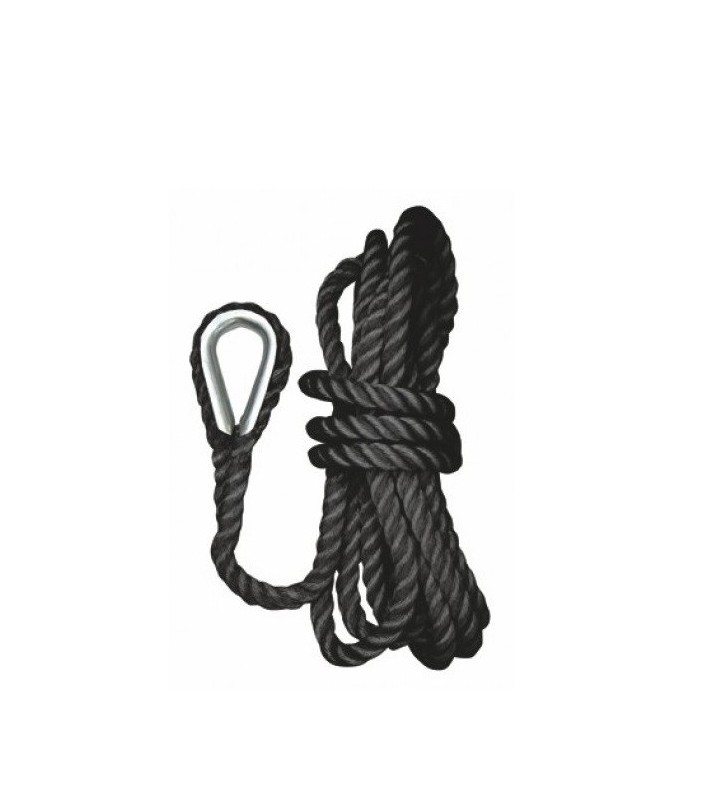 Amarra 20mm torsal negro con guardacabos inox