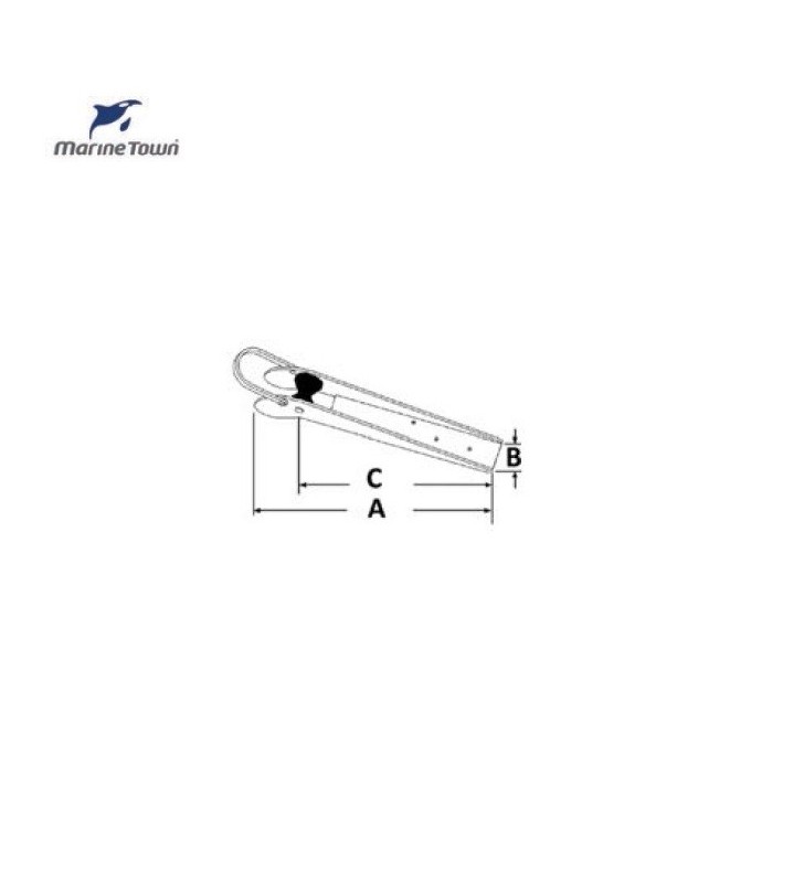 Esquema de medidas de Puntera fija 390 x 56 mm inox