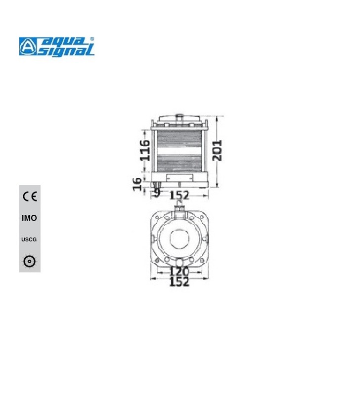 Medidas de Aqua Signal Serie 55 estribor