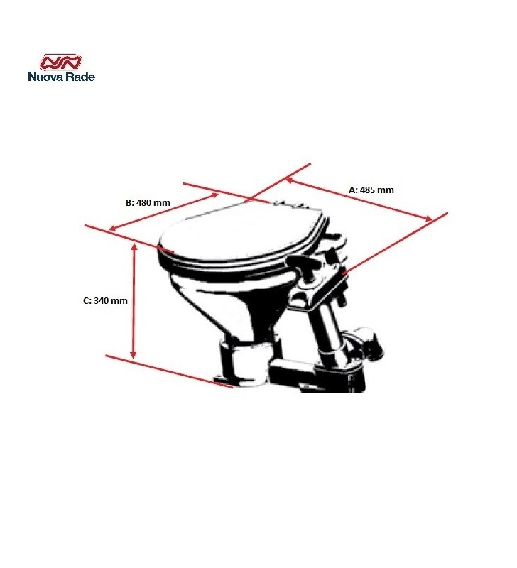 Esquema de medidas de Inodoro marino manual LT-1