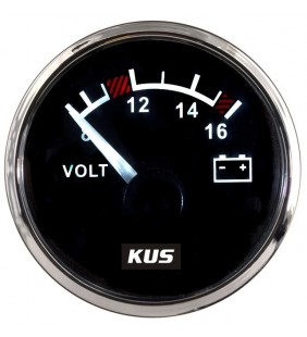 Voltímetro analógico 12V KUS Inox/Negro