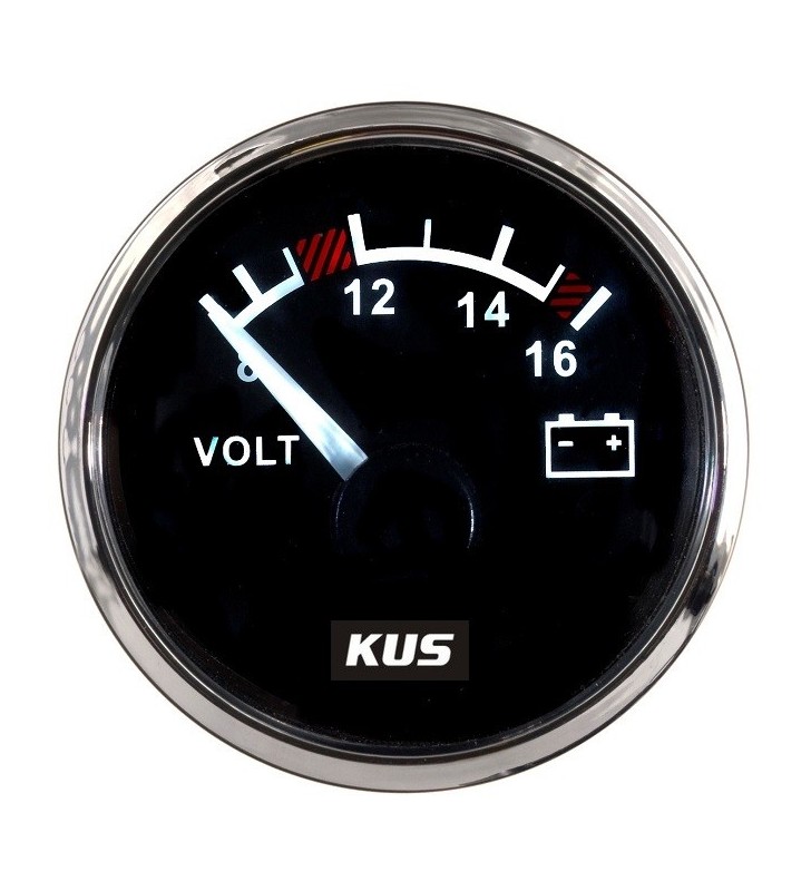 Voltímetro analógico 12V KUS Inox/Negro