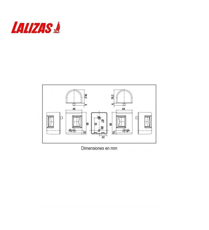 Medidas de Fos led babor y estribor barcos hasta 12 mts