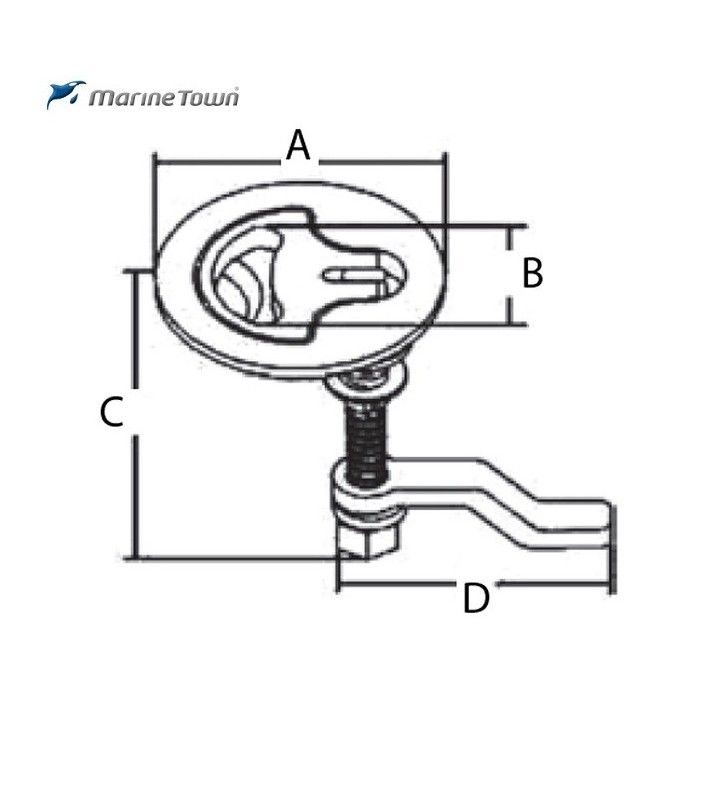 Esquema de Cierre tirador encastado con llave D-Handle 63mm